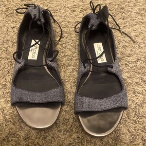 Jimmy Choo Vernie Lace Up Denim Sandal